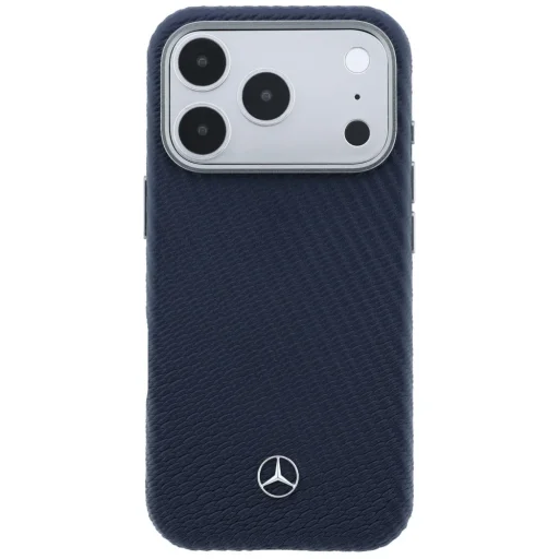 iPhone 17 Pro Max Mercedes kožený polokryt s efektom dreva MagSafe tmavomodrý - 3