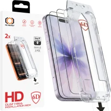 Tel Protect bezprašné 6D tvrdené sklo s jednoduchou inštaláciou a celoplošným lepením iPhone 16 Pro/17 čierne - 2 kusy, ochranné sklo