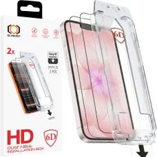 Tel Protect Bezprašné 6D tvrdené sklo s jednoduchou inštaláciou a lepením po celej ploche iPhone 13/13 Pro/16E/17E čierne - balenie 2 kusy, ochranné sklo