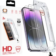 Tel Protect Bezprašné Tvrdené Sklo s Jednoduchou Inštaláciou 6D Celoplošné Lepenie iPhone 14 čierne - 2 kusy ochranného skla