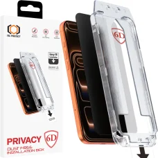 iPhone 17 Pro Čierne Tel Protect Dust-Free Easy Fit Privacy Full Glue 6D Tvrdené sklo