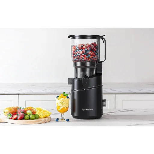 AMZCHEF SJ-036CBK pomalý odšťavovač (čierny) - 5