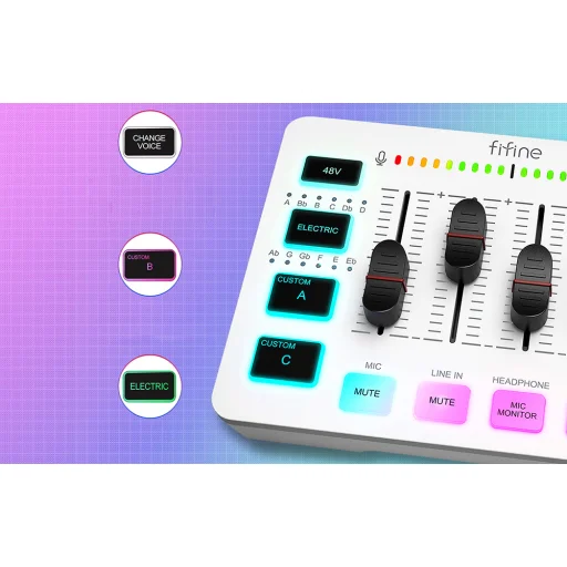 Fifine SC3W biely audio mixér - 6