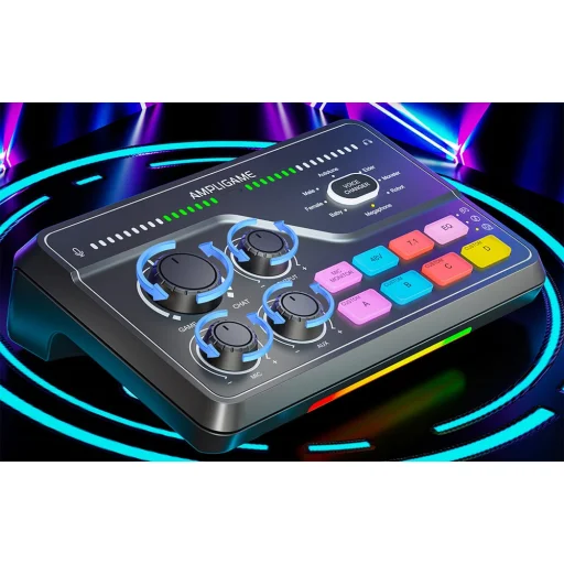 Fifine herný mixážny pult SC8 RGB (čierny) - 6