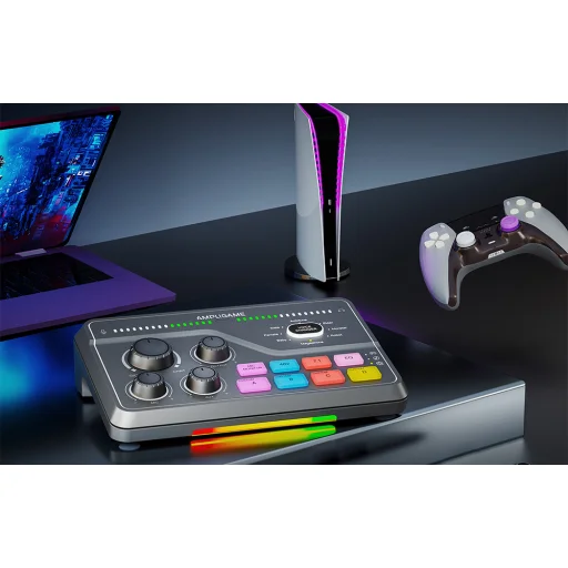 Fifine herný mixážny pult SC8 RGB (čierny) - 7