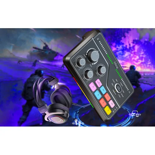 Fifine herný mixážny pult SC8 RGB (čierny) - 9