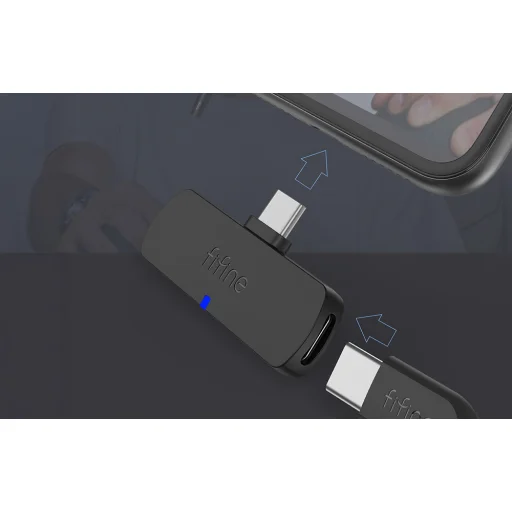 Fifine M6 USB-C bezdrôtový klopový mikrofón, USB-C, čierny - 4