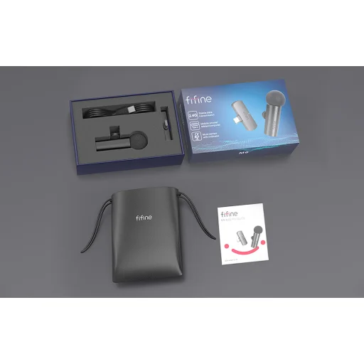 Fifine M6 USB-C bezdrôtový klopový mikrofón, USB-C, čierny - 3