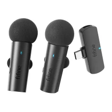 Fifine M8 bezdrôtový set klopových mikrofónov s 2 mikrofónmi (čierny)