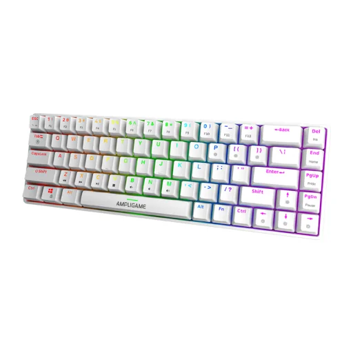 Fifine GK1W mechanická herná klávesnica, 65% RGB, biela - 2