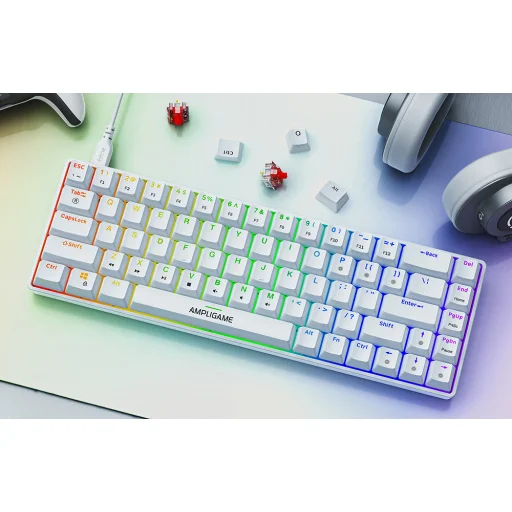 Fifine GK1W mechanická herná klávesnica, 65% RGB, biela - 5