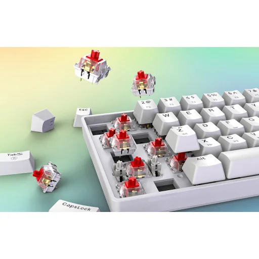 Fifine GK1W mechanická herná klávesnica, 65% RGB, biela - 7