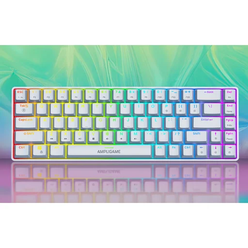 Fifine GK1W mechanická herná klávesnica, 65% RGB, biela - 8