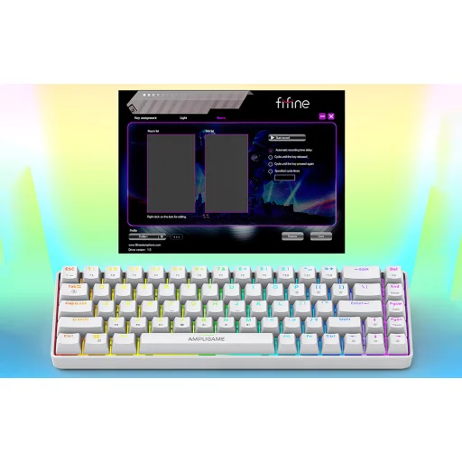 Fifine GK1W mechanická herná klávesnica, 65% RGB, biela - 9