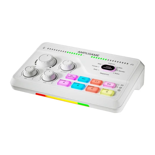 Fifine Gamingový mixér SC8W RGB (biely) - 2