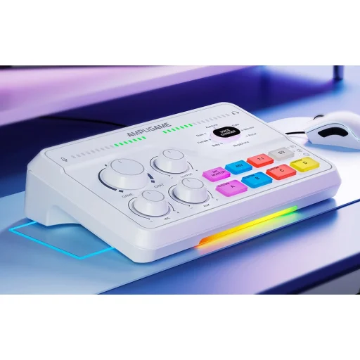 Fifine Gamingový mixér SC8W RGB (biely) - 5