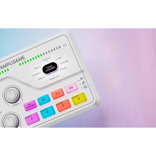 Fifine Gamingový mixér SC8W RGB (biely) - 6