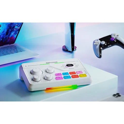 Fifine Gamingový mixér SC8W RGB (biely) - 7