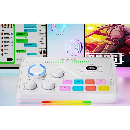 Fifine Gamingový mixér SC8W RGB (biely) - 8