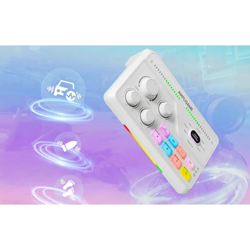 Fifine Gamingový mixér SC8W RGB (biely) - 9