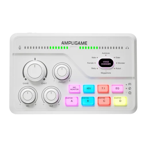 Fifine Gamingový mixér SC8W RGB (biely) - 1