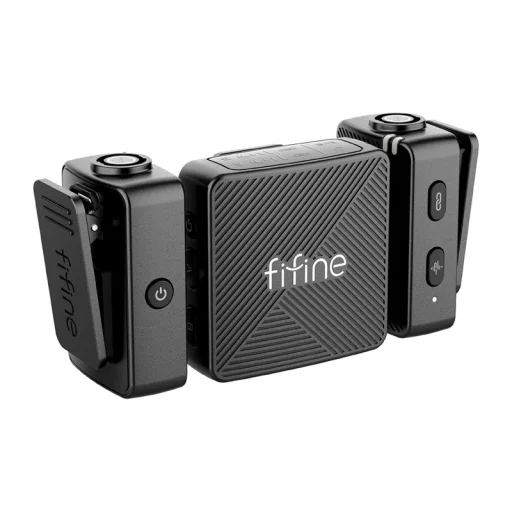 Fifine bezdrôtový lavalier mikrofón set čierny - 5