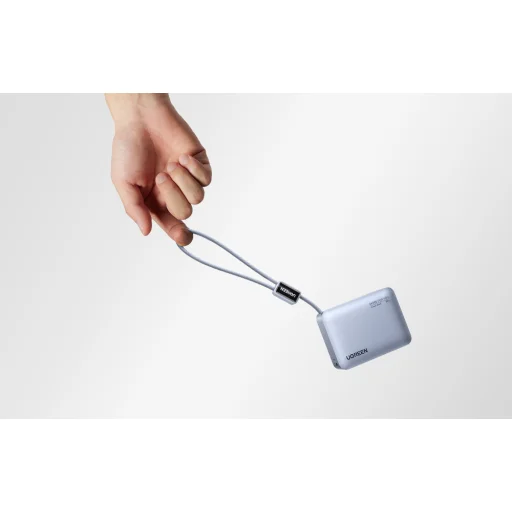Ugreen PB584 10000 mAh power banka, USB + USB-C, 33 W, so zabudovaným káblom (sivá) - 4