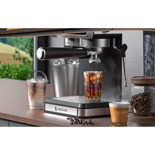 AMZCHEF CE-CM5560-SV pákový kávovar (strieborný) - 3