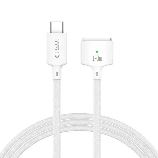 Tech-Protect MMC01 Ultraboost magnetický MacBook kábel USB-C - MagSafe 3 140W 200cm biely - 1