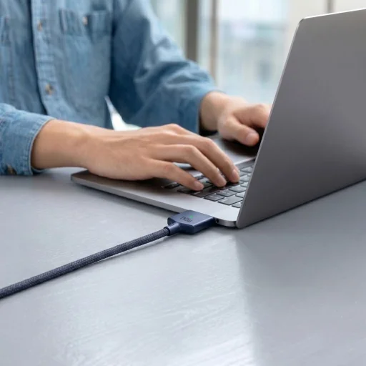 Tech-Protect MMC01 Ultraboost magnetický MacBook kábel USB-C - MagSafe 3 140W 200cm polnočná modrá - 4