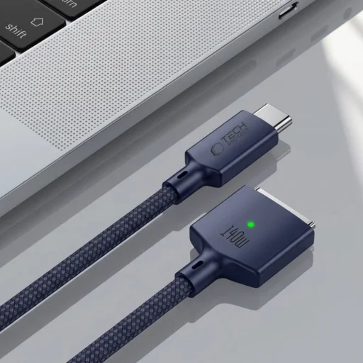 Tech-Protect MMC01 Ultraboost magnetický MacBook kábel USB-C - MagSafe 3 140W 200cm polnočná modrá - 5