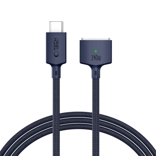 Tech-Protect MMC01 Ultraboost magnetický MacBook kábel USB-C - MagSafe 3 140W 200cm polnočná modrá - 1