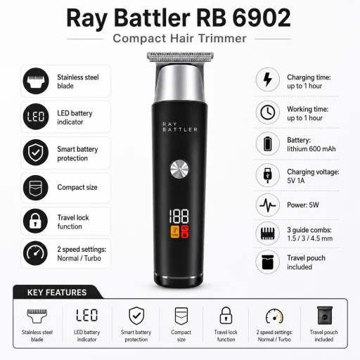 Ray Battler RB 6902 haj- és szakállvágó trimmer - 4
