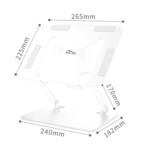 Media-Tech MT2661W nastaviteľný stojan na notebook pre 10 – 17 palcové notebooky, biely - 9