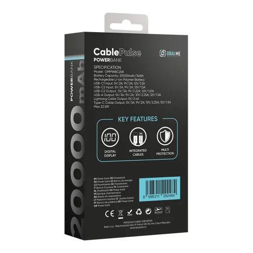 OBAL:ME CablePulse Powerbank 20000mAh 22,5W Čierna - 7