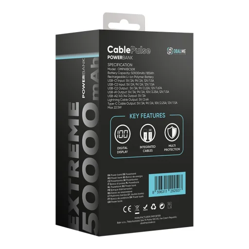 OBAL:ME CablePulse Powerbank 50000mAh 22,5W čierna - 13