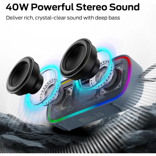 Bluetooth reproduktor Monster S150 Plus, 40W, TWS, RGB, vodoodolný, modrý - 6