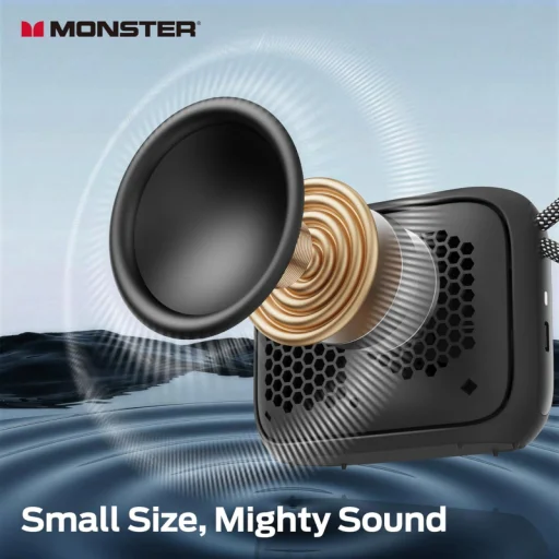 Bluetooth Hangszóró Monster S520, 5W, TWS, RGB, Vízálló, Fekete - 2