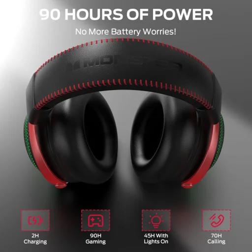 Bezdrôtové herné slúchadlá Monster Mission 350, BT / Wi-Fi / káblové, čierne - 4
