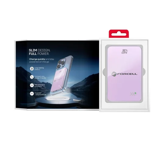 Forcell F-Energy SuperSlim F5K8 QC4.0 PD3.0 15W 5000 mAh fialová MagSafe kompatibilná powerbanka - 12