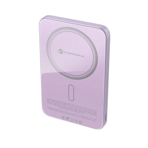 Forcell F-Energy SuperSlim F5K8 QC4.0 PD3.0 15W 5000 mAh fialová MagSafe kompatibilná powerbanka - 4