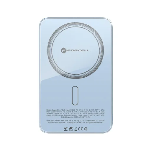 Modrá powerbanka Forcell F-Energy SuperSlim F5K8 kompatibilná s MagSafe QC4.0 PD3.0 15 W 5000 mAh - 6