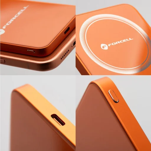 Oranžová powerbanka Forcell F-Energy SuperSlim F5K8 kompatibilná s MagSafe QC4.0 PD3.0 15W 5000 mAh - 11