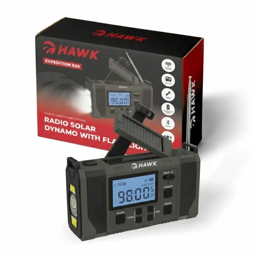 Hawk HWRDI420GN Radio Solar Dynamo With Flashlight - 3