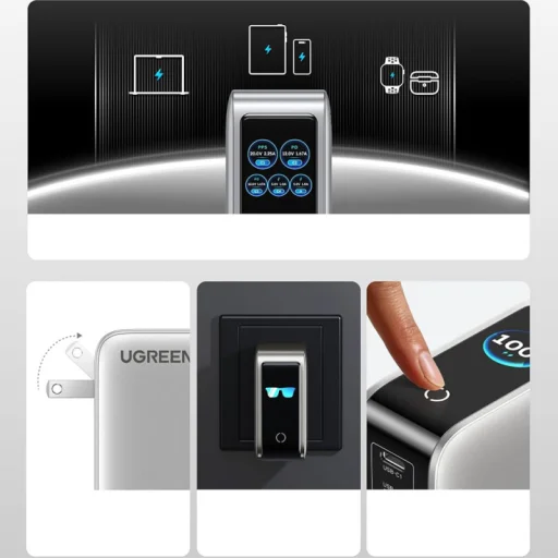 Sieťová nabíjačka UGREEN X773 (65620B), 100W, 1 x USB-A - 4 x USB-C, Sivá - 3