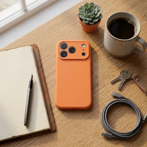 iPhone 17 Pro Forcell F-Protect Rubber Premium MagSafe kompatibilis narancssárga tok - 5