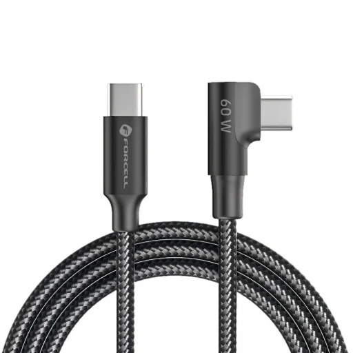 Forcell F-Energy QC4.0 PD 3A 60W Cafule 90° USB-C – USB-C kábel 1,2 m CC-1Deg čierny - 3