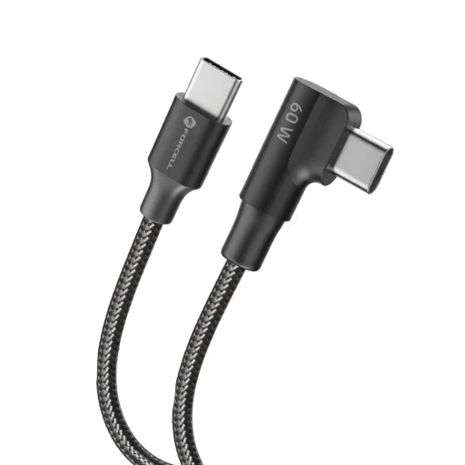 Fekete Forcell F-Energy QC4.0 PD 5A 100W Cafule 90° USB-C - USB-C kábel 2 m CC-1Deg - 4