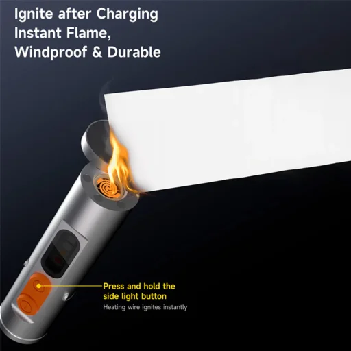 Deerma - Mini Zseblámpa 4 az 1-ben (SD01) - Mágneses, Zsebrögzítővel, Üvegtörő, 9 fényerősségi szint, 350lm, 300mAh, 0.74W - Szürke - 7