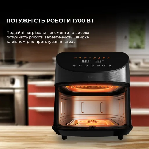 Deerma - Forrólevegős sütő (KZ150W) - 8L, 1700W, 200°C, 3D forrólevegős keringtetés, Érintőképernyős vezérlés - Fekete - 6